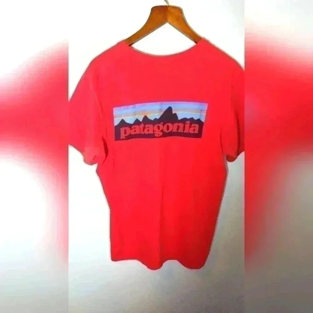 𝅺PATAGONIA Men's Fitz Roy Horizons Responsibili-Tee-Shirt  Red Size Medium